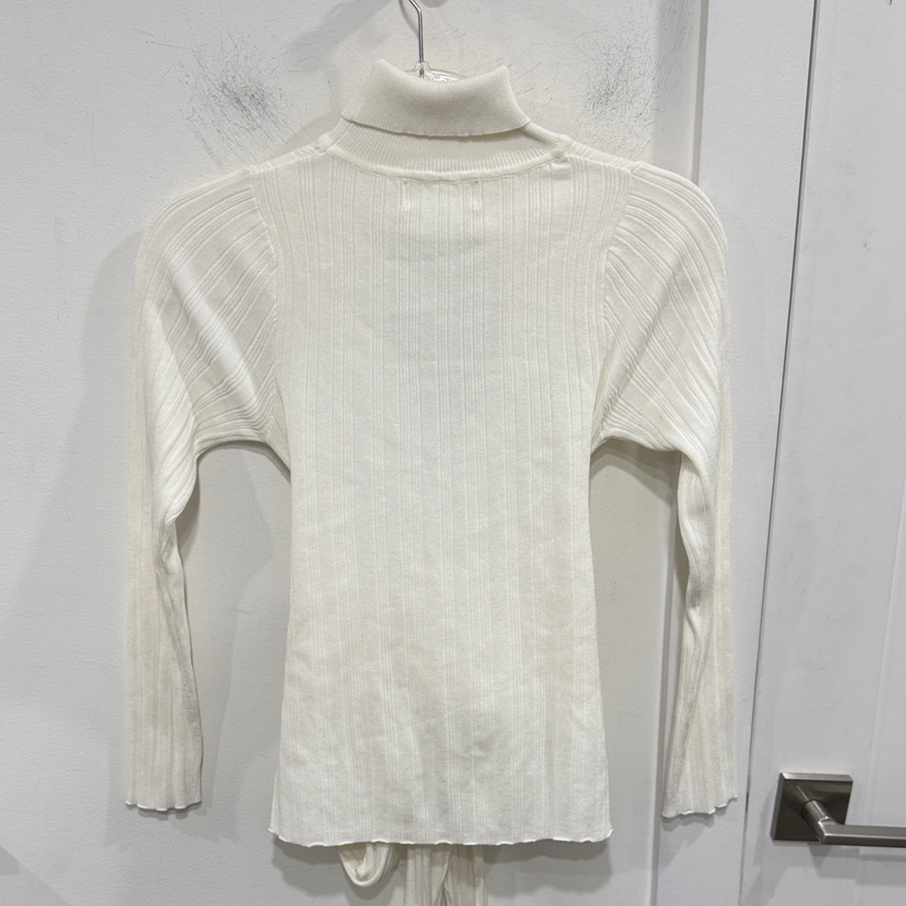 The Line by K Cream Tie-Front Ribbed Blouse - Picture 5 of 5